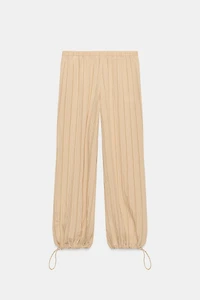 STRIPED WIDE LEG PANTS WITH ELASTIC WAIST