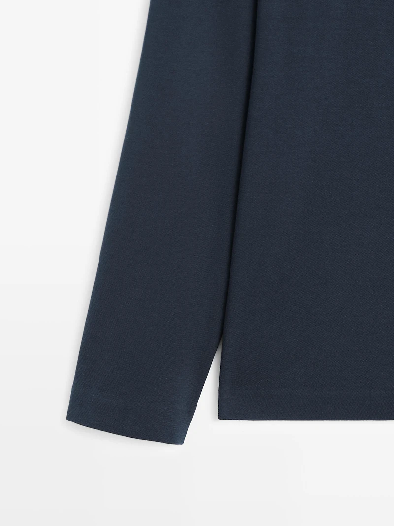Cotton blend quarter-zip T-shirt