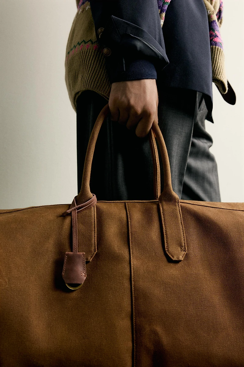 LEATHER DETAIL SHOPPER BAG