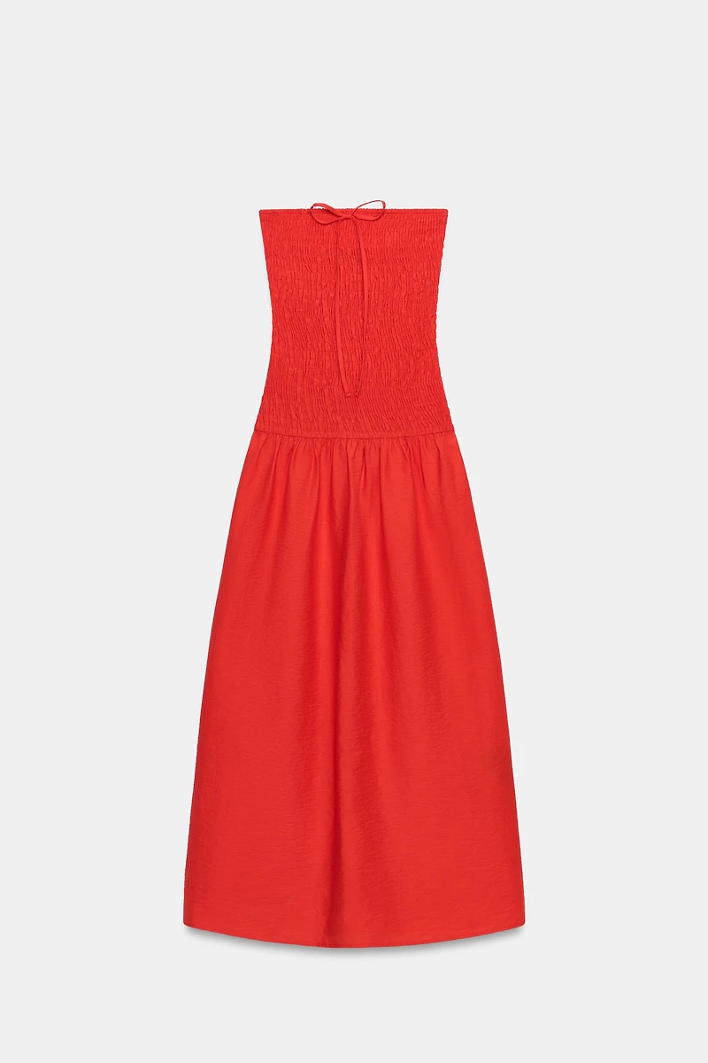 SMOCKED MIDI DRESS