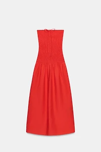 SMOCKED MIDI DRESS