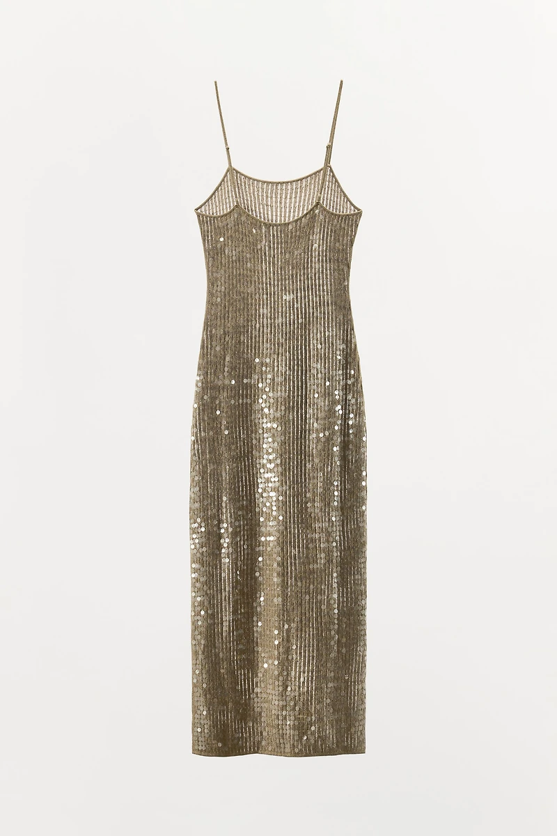 SEQUIN KNIT MIDI DRESS