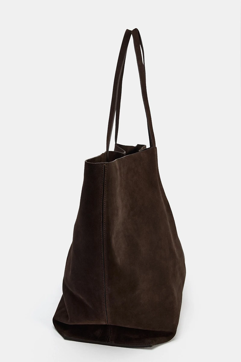 SAC MAXI SHOPPER EN CUIR VELOURS