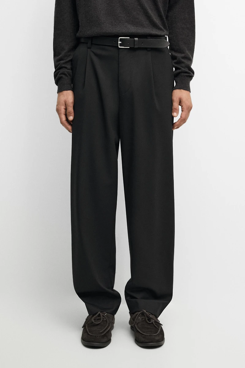 wool blend cool darted pants