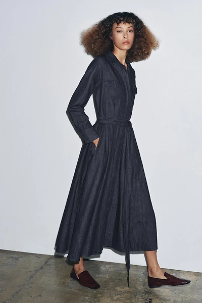ZW COLLECTION BELTED DENIM DRESS