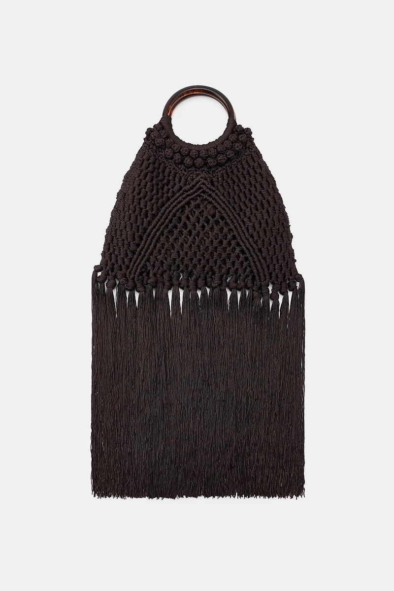 WOVEN KNOTTED FRINGE BAG