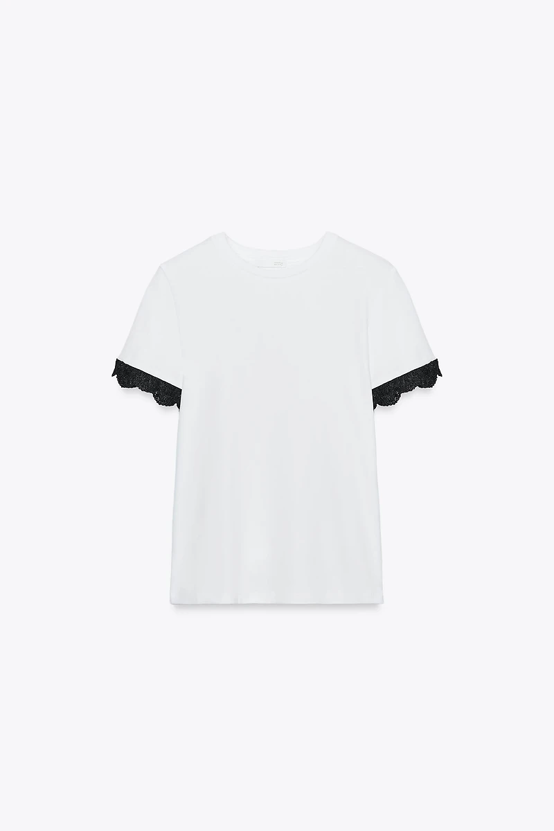 LACE SLEEVE T-SHIRT