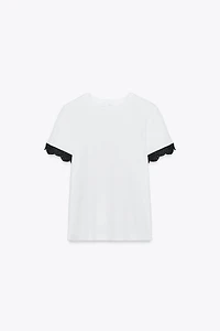 LACE SLEEVE T-SHIRT
