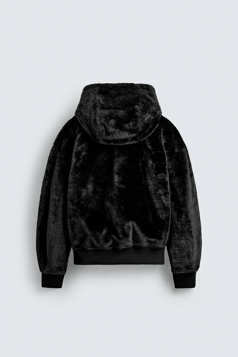 BLOUSON BOMBER RÉVERSIBLE EFFET FOURRURE