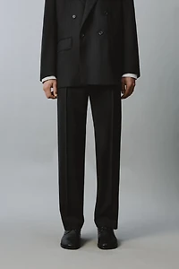 100% WOOL PLEATED SUIT PANTS