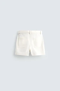 BELTED TEXTURED SHORTS