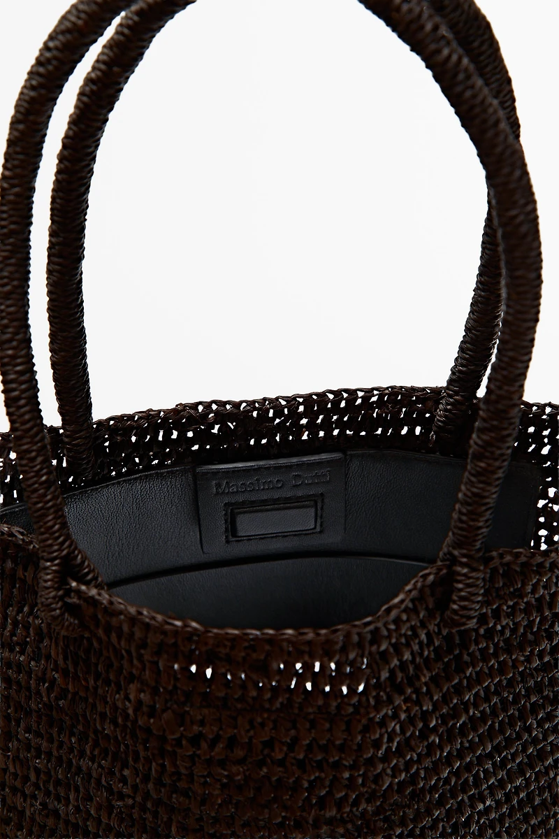 Mini raffia bucket bag