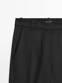 Straight-leg linen blend trousers