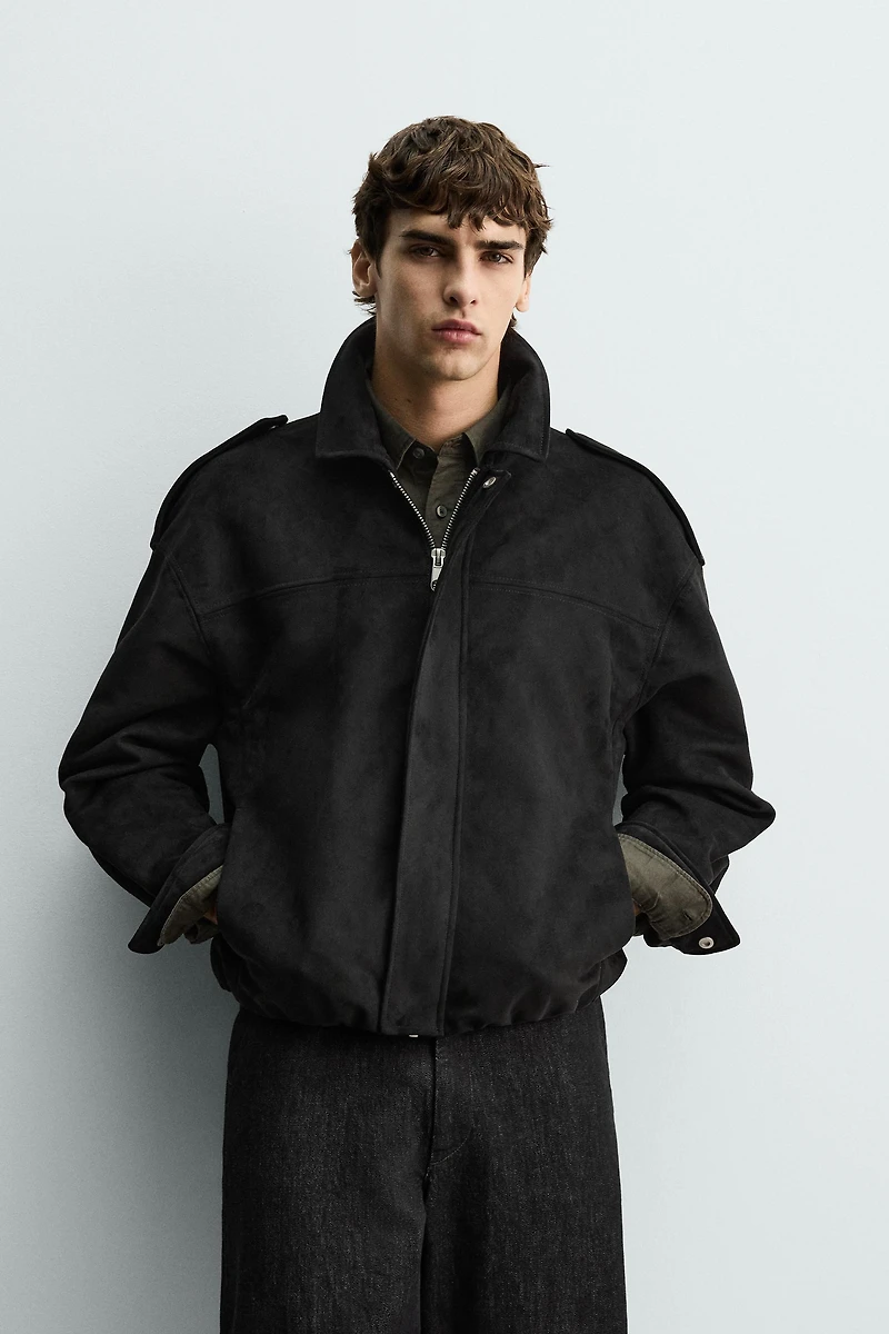 FAUX SUEDE CROPPED FIT JACKET