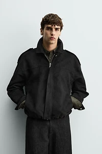 FAUX SUEDE CROPPED FIT JACKET