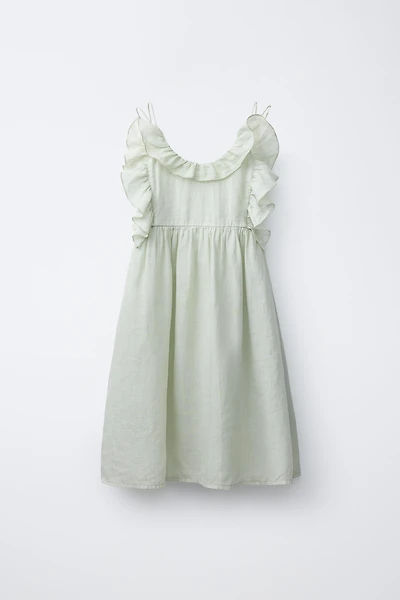 100% RAMIE RUFFLED DRESS