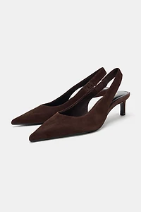 CHAUSSURES BRIDES ARRIÈRE EN DAIM À TALONS KITTEN HEEL