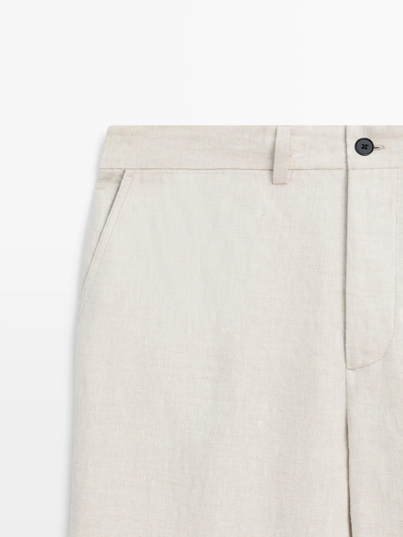 Pantalon léger à chevrons en lin