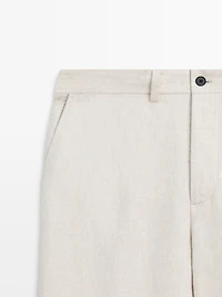 Pantalon léger à chevrons en lin