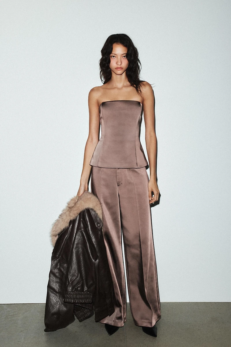 PANTALON SATINÉ TAILLE HAUTE