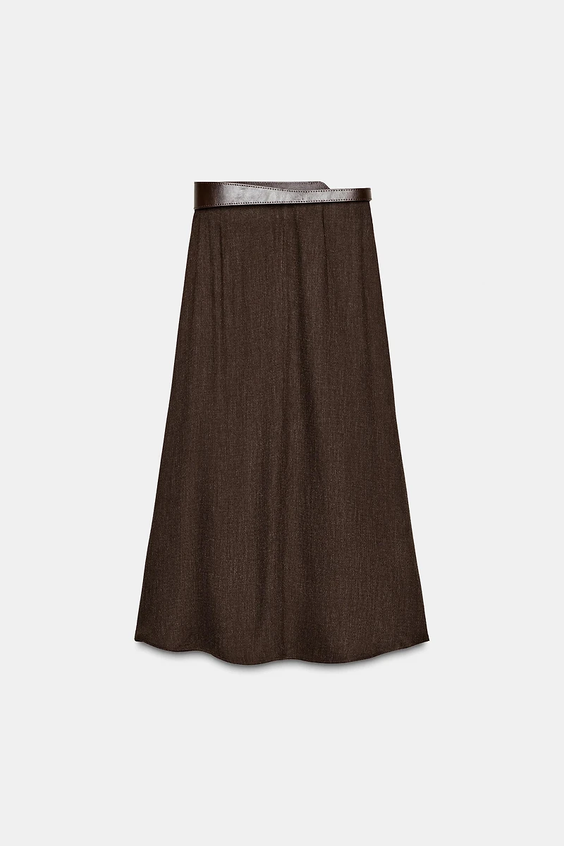 BELTED MIDI SKIRT