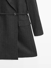 Long striped wool blend blazer