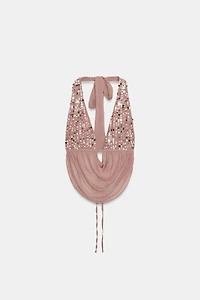 TOP HALTER PAILLETTES