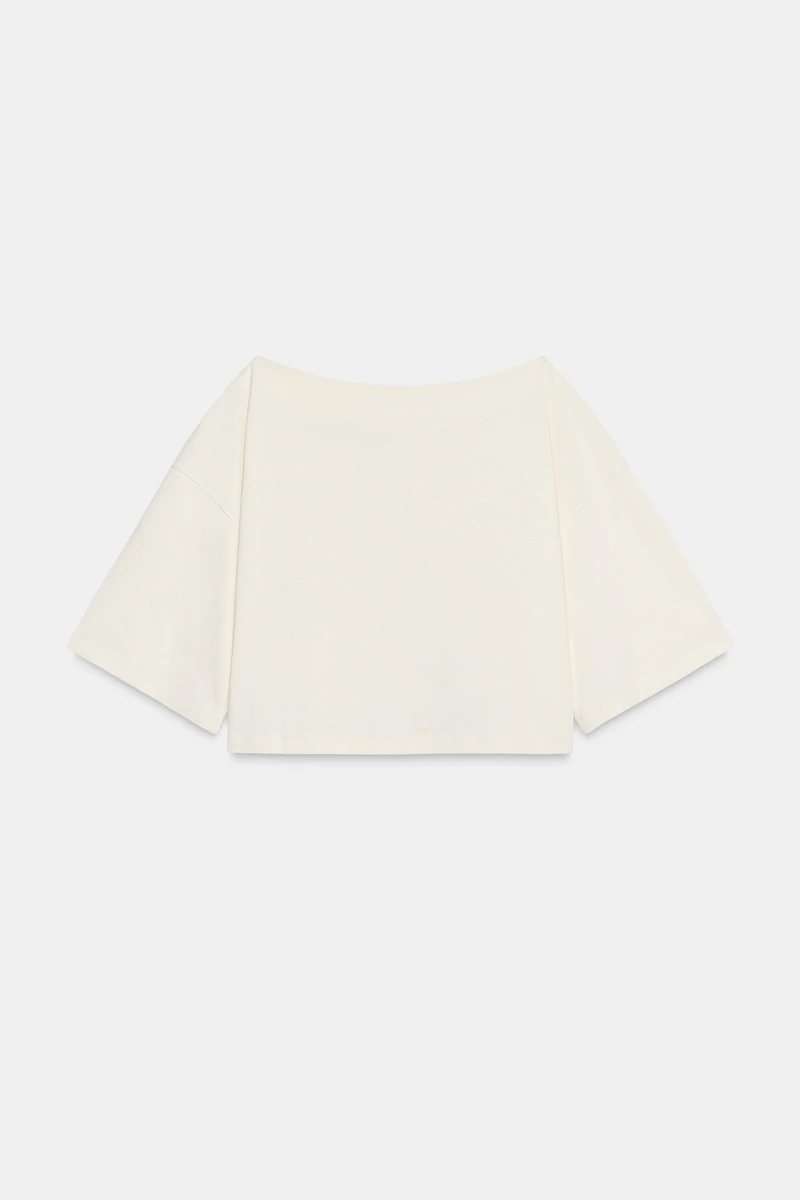 BOAT NECK COTTON T-SHIRT
