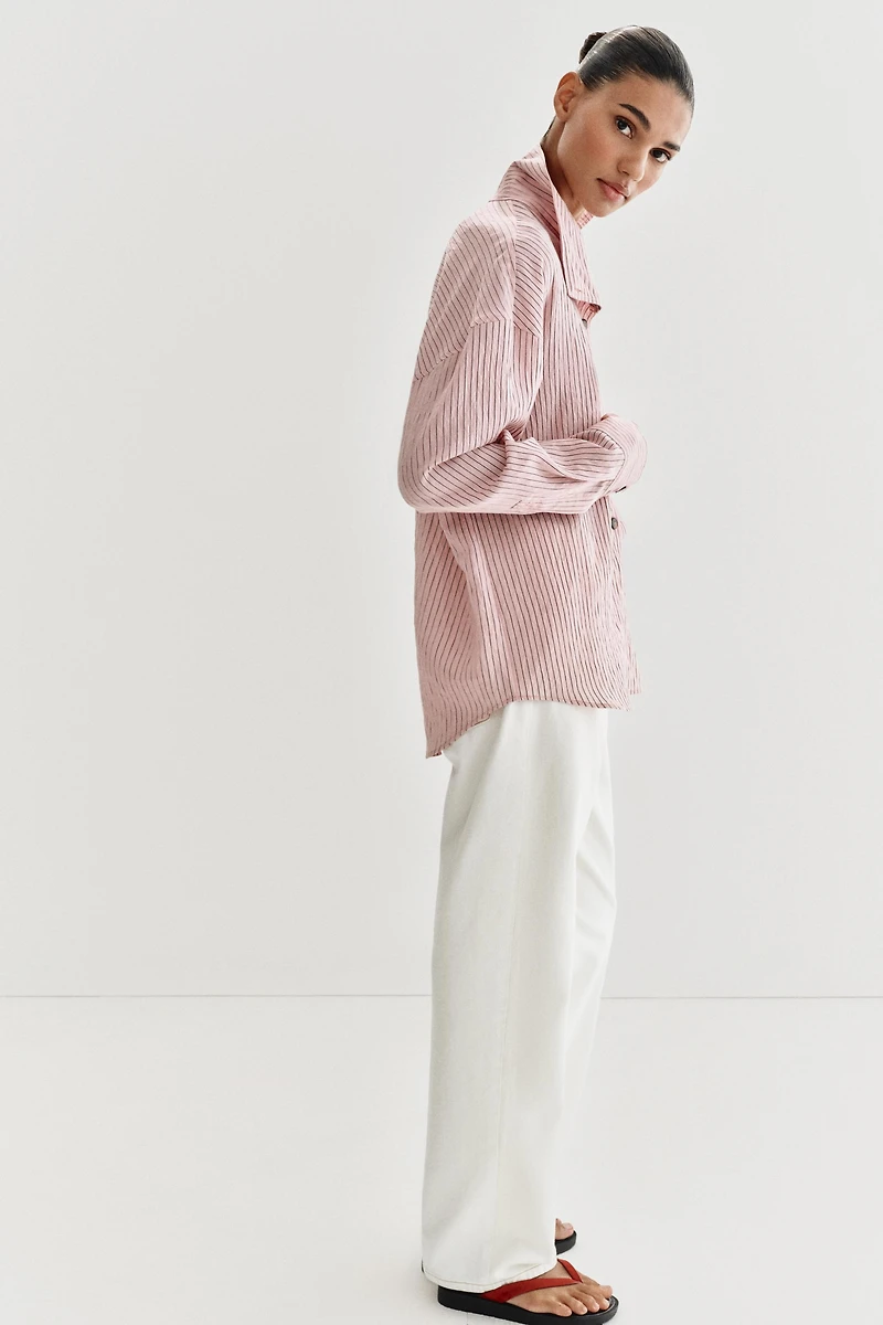 STRIPED HIGH NECK SHIRT