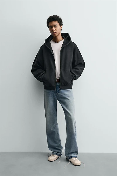 WASHED WAFFLE HOODIE SWEATSHIRT