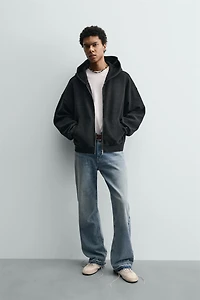 WASHED WAFFLE HOODIE SWEATSHIRT