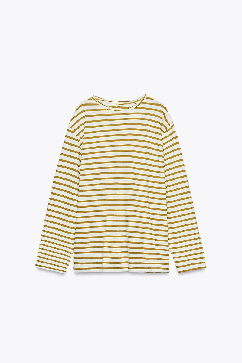 T-SHIRT EN COTON FLAMÉ RAYÉ