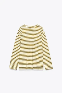 T-SHIRT EN COTON FLAMÉ RAYÉ