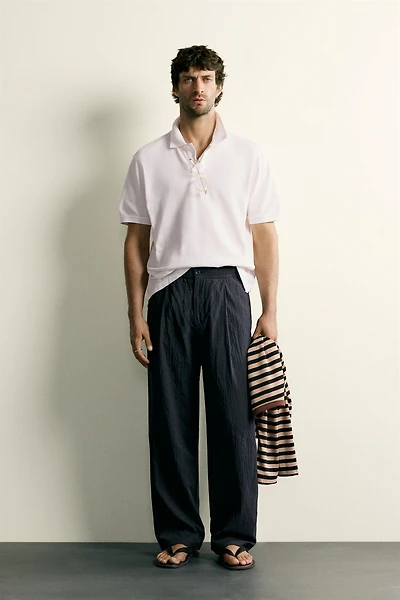STRAIGHT FIT SEERSUCKER PANTS