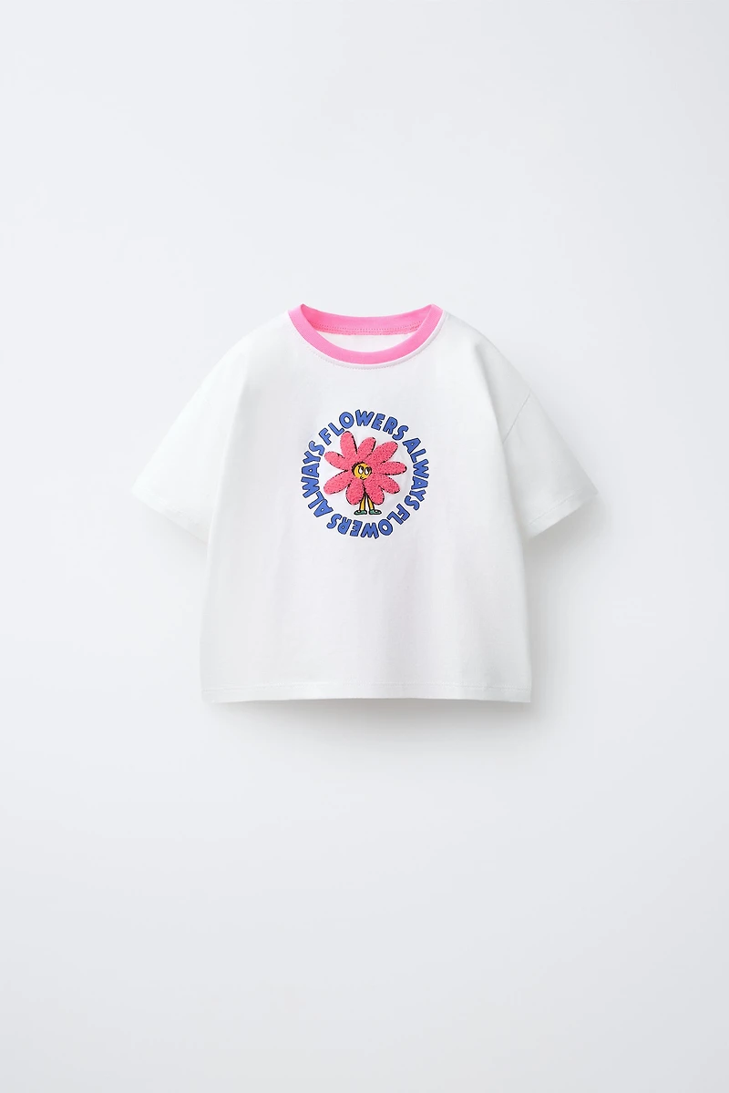 T-SHIRT À PIÈCE VELOURS BOUCLÉ