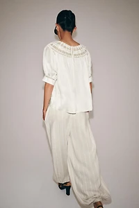 ZW COLLECTION SHORT SLEEVE LACE BLOUSE