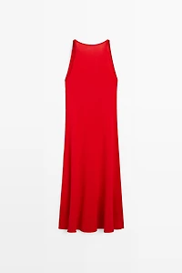 V-neck knit midi dress