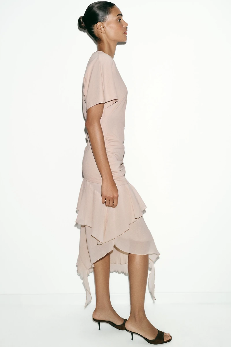 RUFFLED COMBINATION DRESS