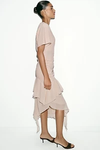 RUFFLED COMBINATION DRESS
