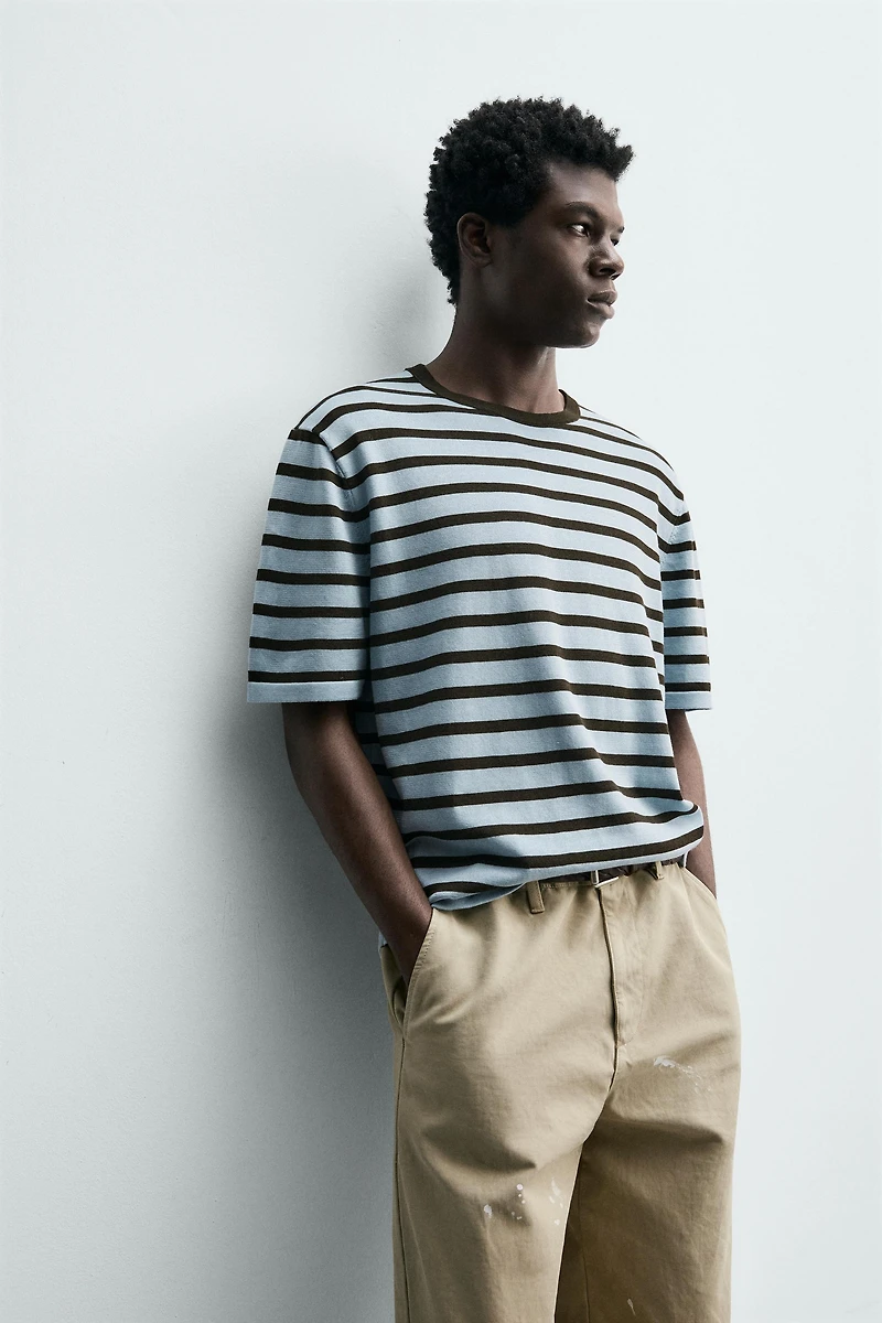 T-SHIRT EN MAILLE DE COTON À RAYURES