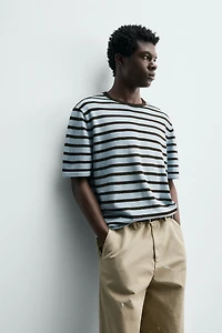 T-SHIRT EN MAILLE DE COTON À RAYURES