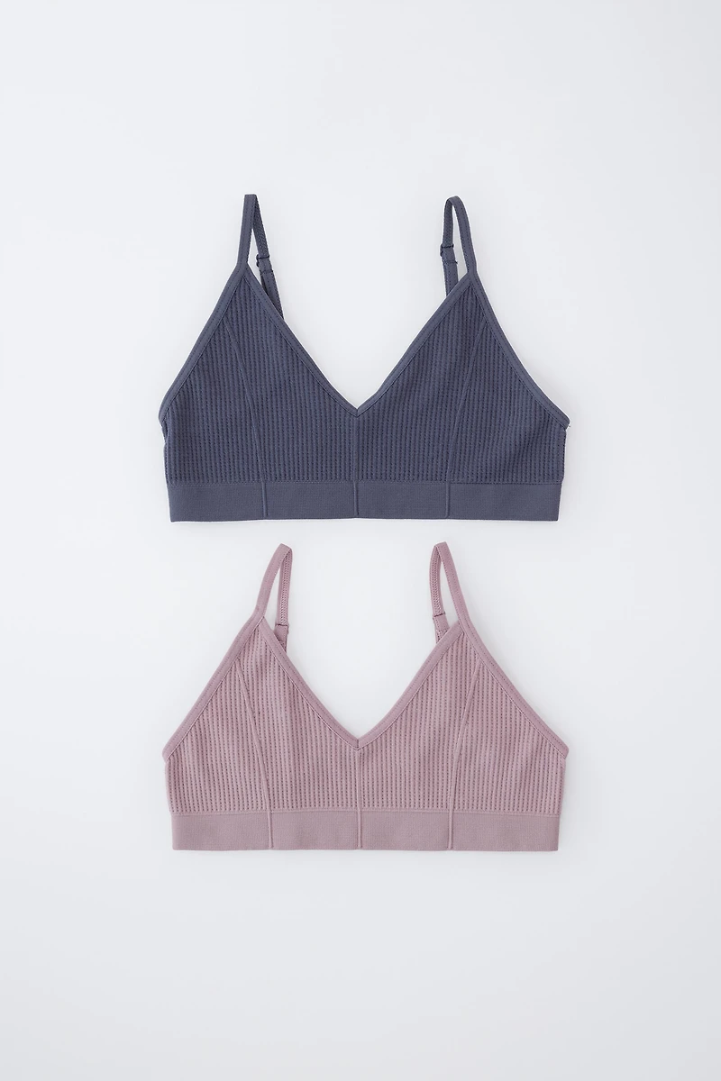 8-14 YEARS/ TWO-PACK OF STRUCTURED WAFFLE TOPS