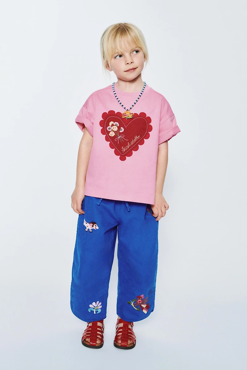T-SHIRT CŒUR ET BRODERIES SISSEL EDELBO X ZARA KIDS