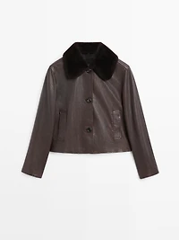 Nappa leather jacket with lambskin collar