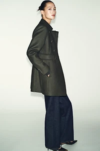 DOUBLE BREASTED WOOL BLEND COAT