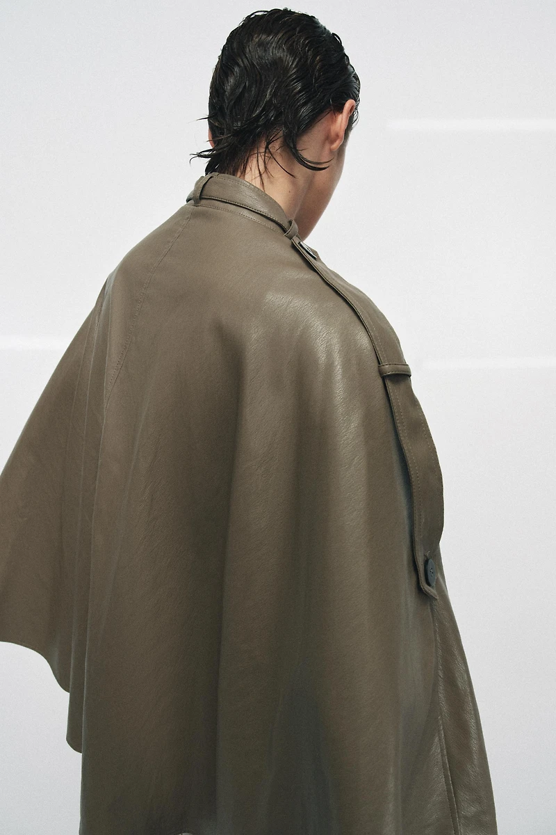 ZW COLLECTION FAUX LEATHER CAPE JACKET