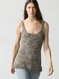 Top en maille à franges