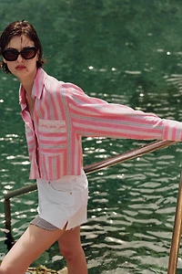 CROPPED STRIPED LACE SHIRT
