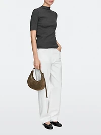 Sac à boucle métallique en croûte de cuir