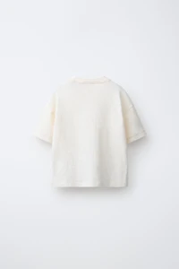 COTTON AND LINEN TEXT T-SHIRT